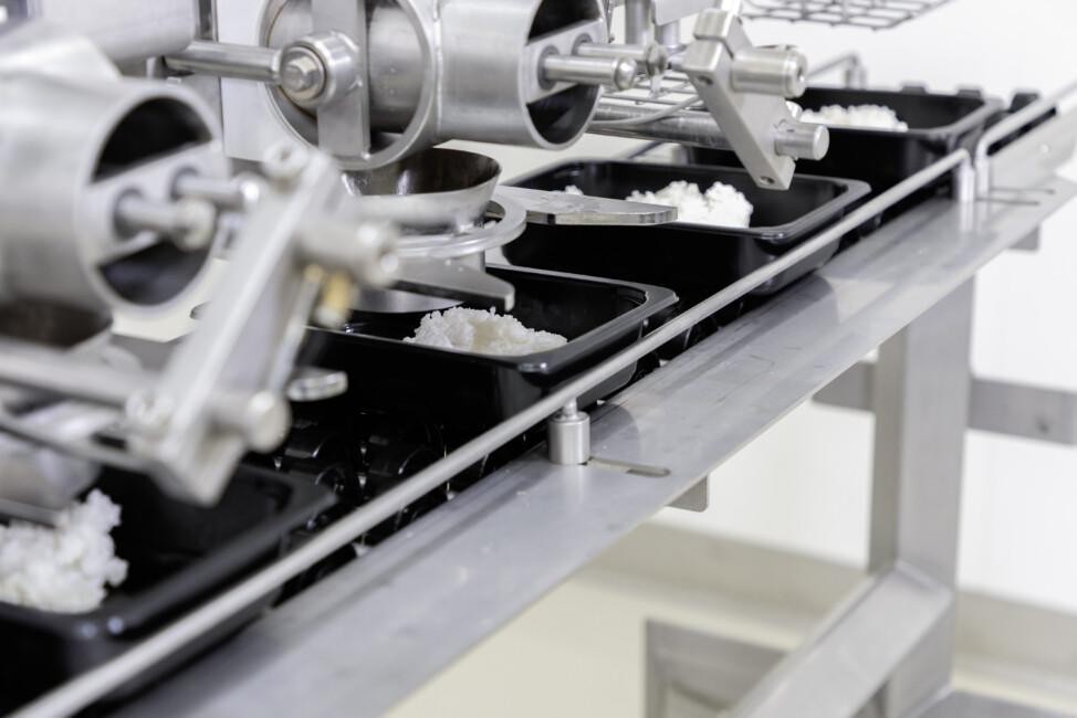 Industrial automatic dosing line in action